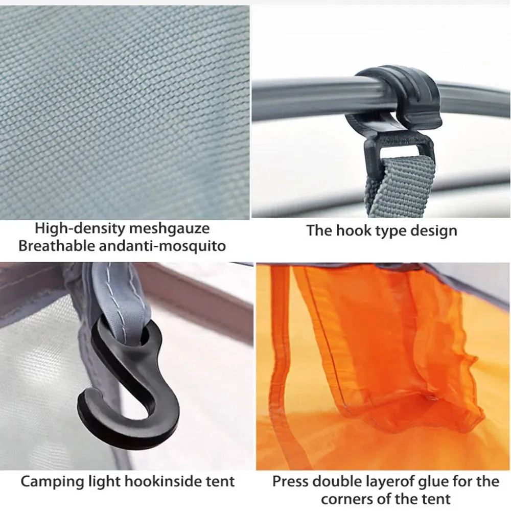 2 Person 4 Season Camping Tent, 210T 210D Aluminum Waterproof Hiking Tent, 2.65kg Ultralight
