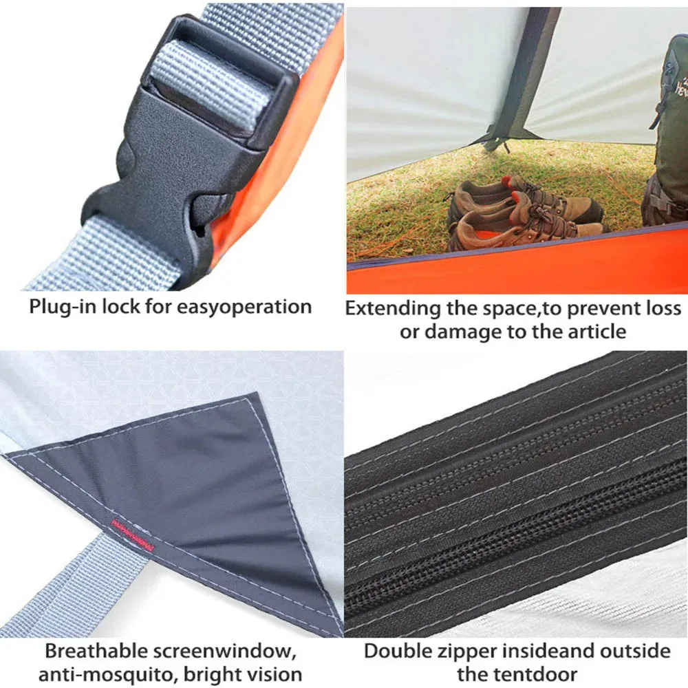 2 Person 4 Season Camping Tent, 210T 210D Aluminum Waterproof Hiking Tent, 2.65kg Ultralight