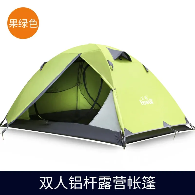 2 Person 4 Season Camping Tent, 210T 210D Aluminum Waterproof Hiking Tent, 2.65kg Ultralight