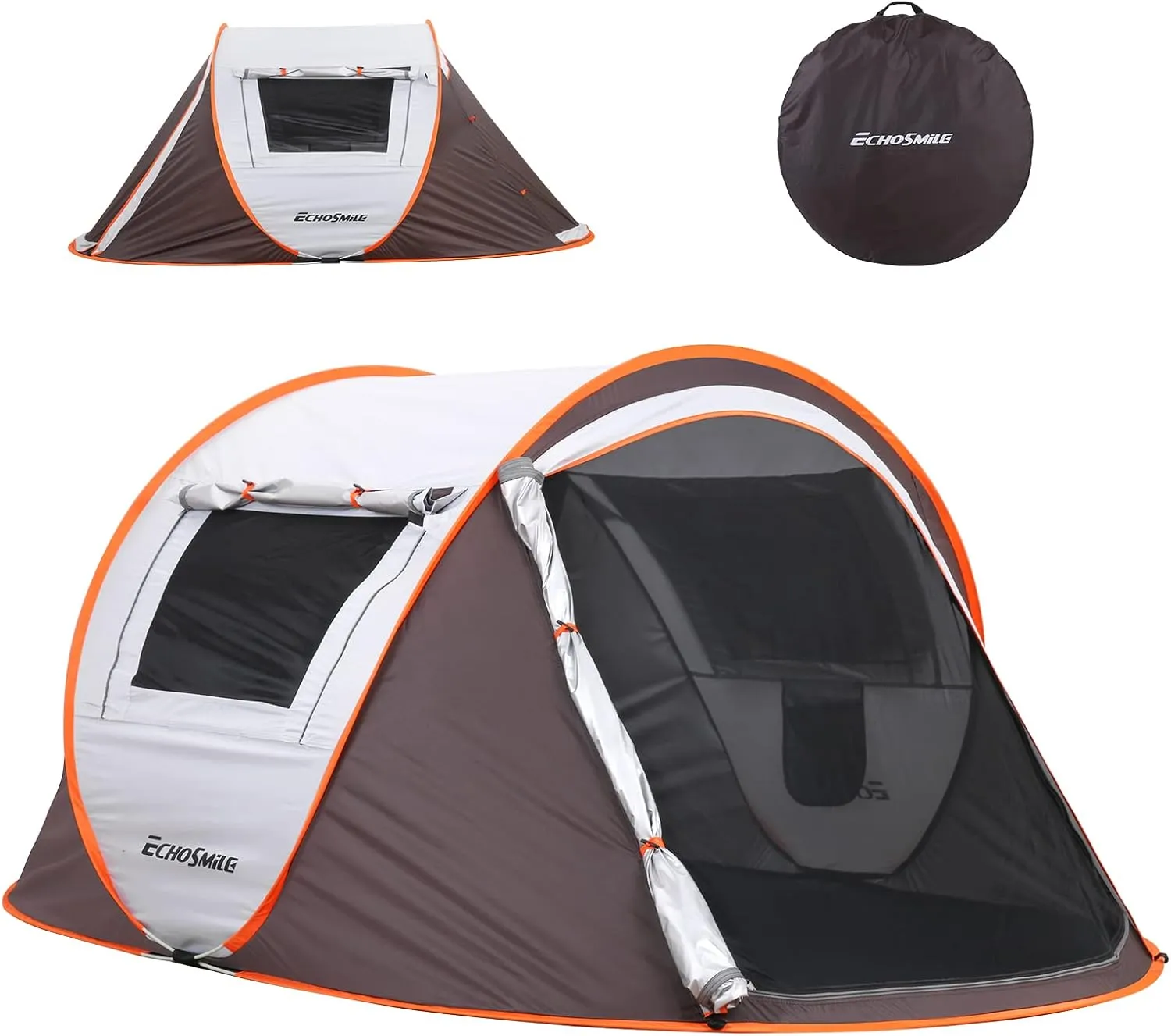 2 - Person White & Brown Pop - Up Camping Tent - Quick Setup & Spacious