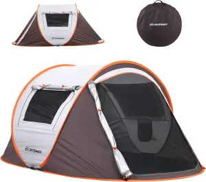 2 - Person White & Brown Pop - Up Camping Tent - Quick Setup & Spacious