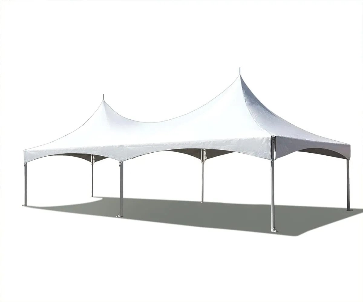20' Foot x 30' Foot Twin Tube West Coast Frame Style Party Tent - White Canopy - 2.5" Inch Aluminum Frame - Canopies for Banquets, Weddings, Graduations, and Events
