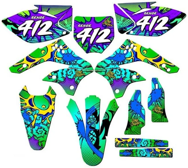 2006-2008 KX 450 F Zany Green Senge Graphics Complete Kit with Rider I.D. Compatible with Kawasaki