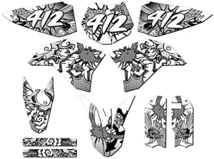 2009-2015 SX 50 Zany White Senge Graphics Complete Kit with Rider I.D. Compatible with KTM