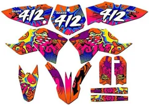 2009-2015 SX 65 Zany Orange Senge Graphics Complete Kit with Rider I.D. Compatible with KTM