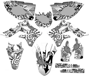 2013-2015 KX 450 F Zany White Senge Graphics Complete Kit Compatible with Kawasaki
