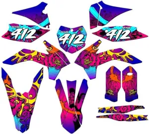 2015-2016 XC Zany Pink Senge Graphics Complete Kit with Rider I.D. Compatible with KTM