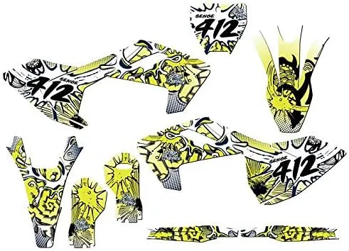 2016-2018 FC Zany Yellow Senge Graphics Complete Kit with Rider I.D. Compatible with Husqvarna