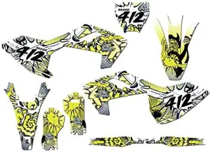2016-2018 FC Zany Yellow Senge Graphics Complete Kit with Rider I.D. Compatible with Husqvarna