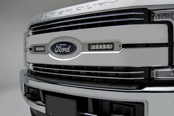 2017-2019 Ford F250/F350 OEM Grille Light Bar - (2) 6in Single Row LED w/ Brushed Mounts - (Sold as Kit) |ZROADZ