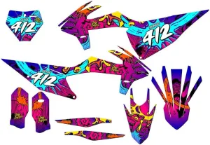 2019-2022 SX Zany Pink Senge Graphics Complete Kit with Rider I.D. Compatible with KTM
