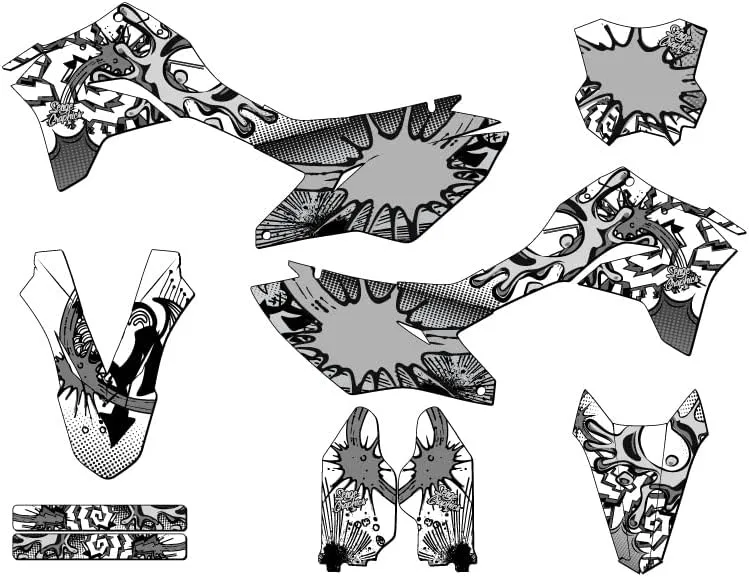 2020-2023 KLX 300 R Zany White Senge Graphics Complete Kit Compatible with Kawasaki