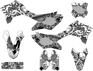 2020-2023 KLX 300 R Zany White Senge Graphics Complete Kit Compatible with Kawasaki