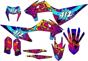 2020-2023 XCF-W Zany Pink Senge Graphics Complete Kit with Rider I.D. Compatible with KTM