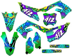 2022-2024 KX 450 SR Zany Green Senge Graphics Complete Kit with Rider I.D. Compatible with Kawasaki