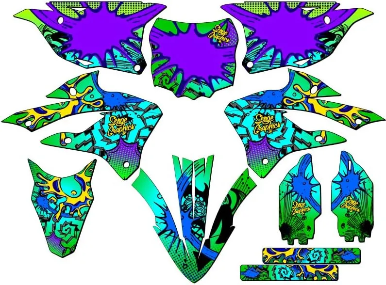 2022-2025 KX 85 Zany Green Senge Graphics Complete Kit Compatible with Kawasaki