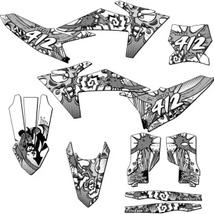 2023-2024 SX Zany White Senge Graphics Complete Kit with Rider I.D. Compatible with KTM