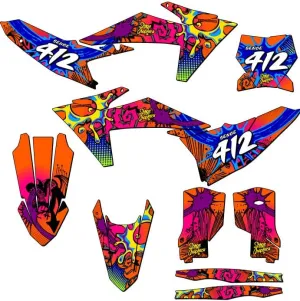 2023-2024 SXF Zany Orange Senge Graphics Complete Kit with Rider I.D. Compatible with KTM