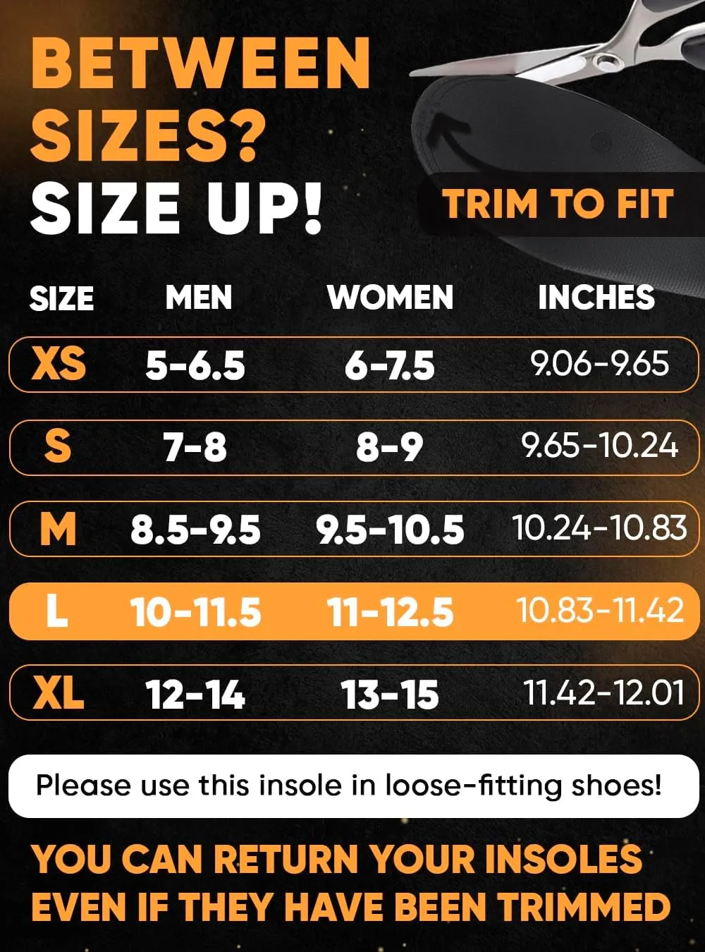 (2025) Premium High Arch Insoles for Ultimate Support - Plantar Fasciitis - Comfort for Foot Pain Relief - Anti-Fatigue - Orthotic Shoe Sole Inserts Men Women Standing All Day (Black, L)
