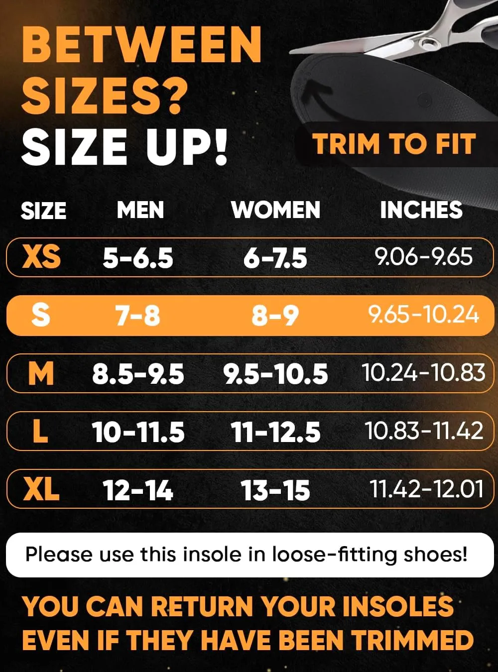 (2025) Premium High Arch Insoles for Ultimate Support - Plantar Fasciitis - Comfort for Foot Pain Relief - Anti-Fatigue - Orthotic Shoe Sole Inserts Men Women Standing All Day (Black, S)