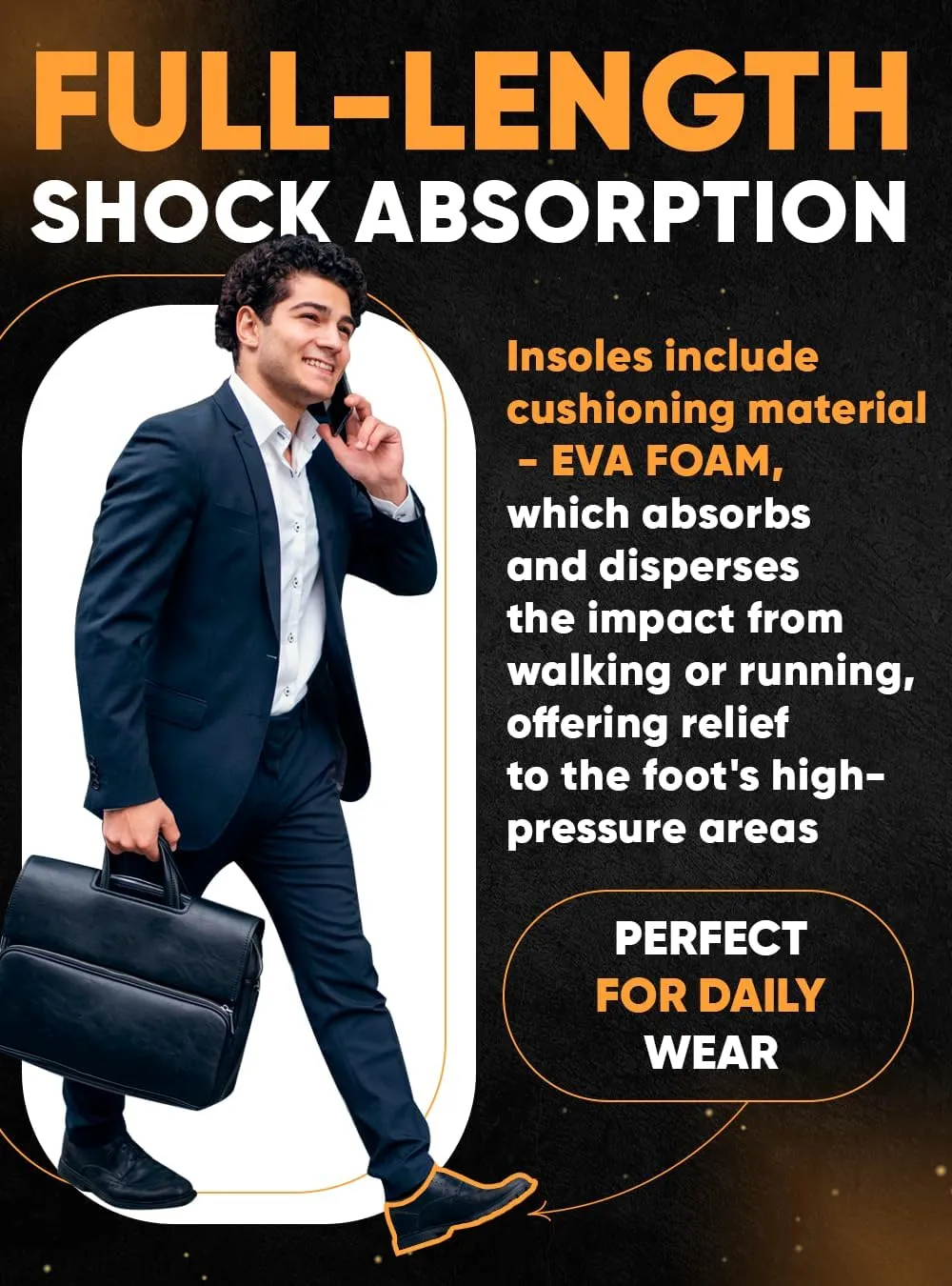 (2025) Premium High Arch Insoles for Ultimate Support - Plantar Fasciitis - Comfort for Foot Pain Relief - Anti-Fatigue - Orthotic Shoe Sole Inserts Men Women Standing All Day (Black, S)