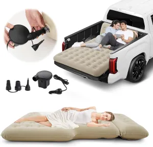 2025 Upgraded T*ruck Bed Air Mattress for 5.5-6.5Ft Full-Size Inflatable Mattress Short Truck Beds with Built-in Pillow Adjustable Air Mattress for Camping,Home,Truck Tent Accessories(Beige)