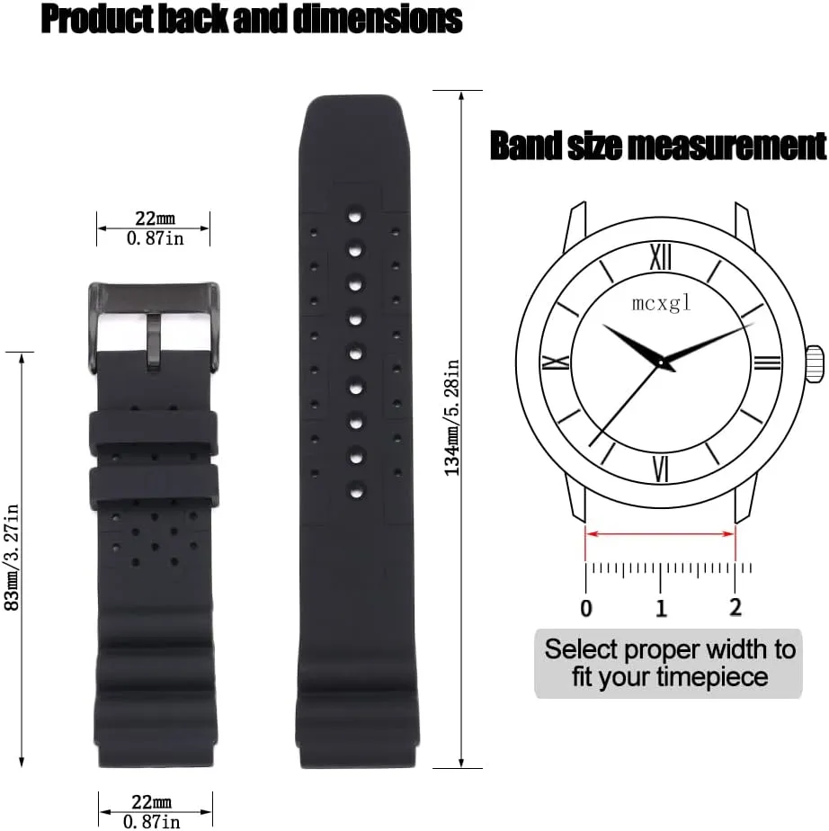 22mm Silicone Watch Band Compatible with Citizen smart gen2 diver DAL1BP Men's Sport Waterproof Dive Strap Bracelet Watch Accessories