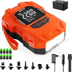 22PSI Rechargeable Paddle Board Pump Electric Portable,2000ma*8 Battery-Powered & 12V DC Electric Air Pump for Inflatables Such as Paddleboard Kayak Tent Boat for Inflation and Deflation
