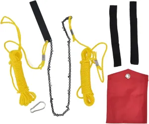 24 Inch High Reach Tree Limb Hand Rope Saw, Rope Chain Saw with Double Sides Teeth Blades, Manganese Steel Folding Pocket Chainsaw for Wood Cutting Camping Hunting Garden Work