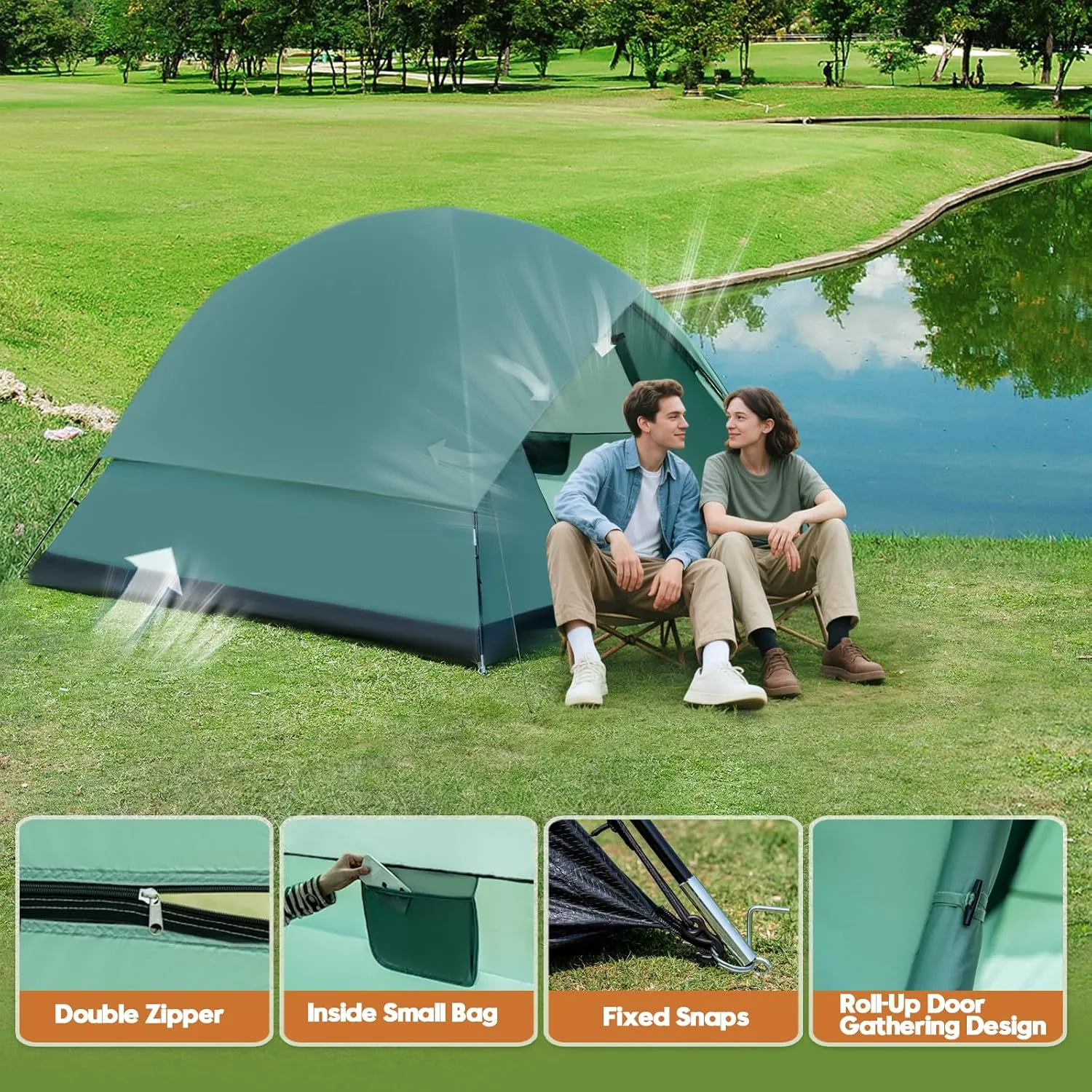 2/4/6 Person Dome Tent for Camping with Removable Rainfly, Waterproof & Windproof Tent Double Layer Tents for Camping, Easy Setup for Hiking Backpacking Picnic Backyard