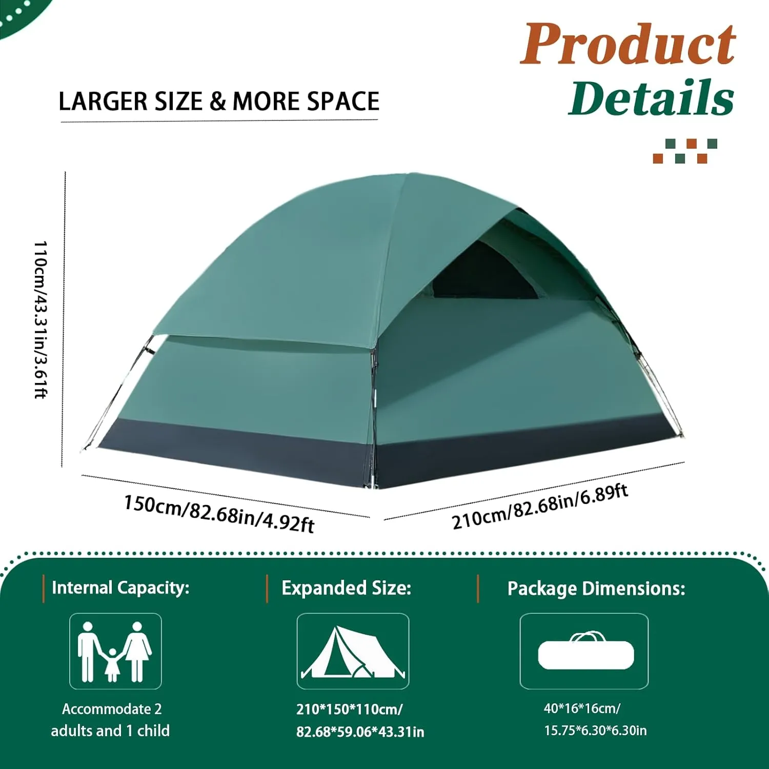 2/4/6 Person Dome Tent for Camping with Removable Rainfly, Waterproof & Windproof Tent Double Layer Tents for Camping, Easy Setup for Hiking Backpacking Picnic Backyard