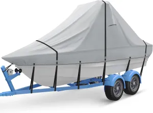 25' - 27' V Bow 900D Wake Tower Boat Cover, Cover The Ski/Wakeboard Tower and Boat, Metal Fittings Waterproof Breathing Tear and UV-Resistant,Fits 25ft - 27ft V-Hull Boats with Ski/Wakeboard Tower