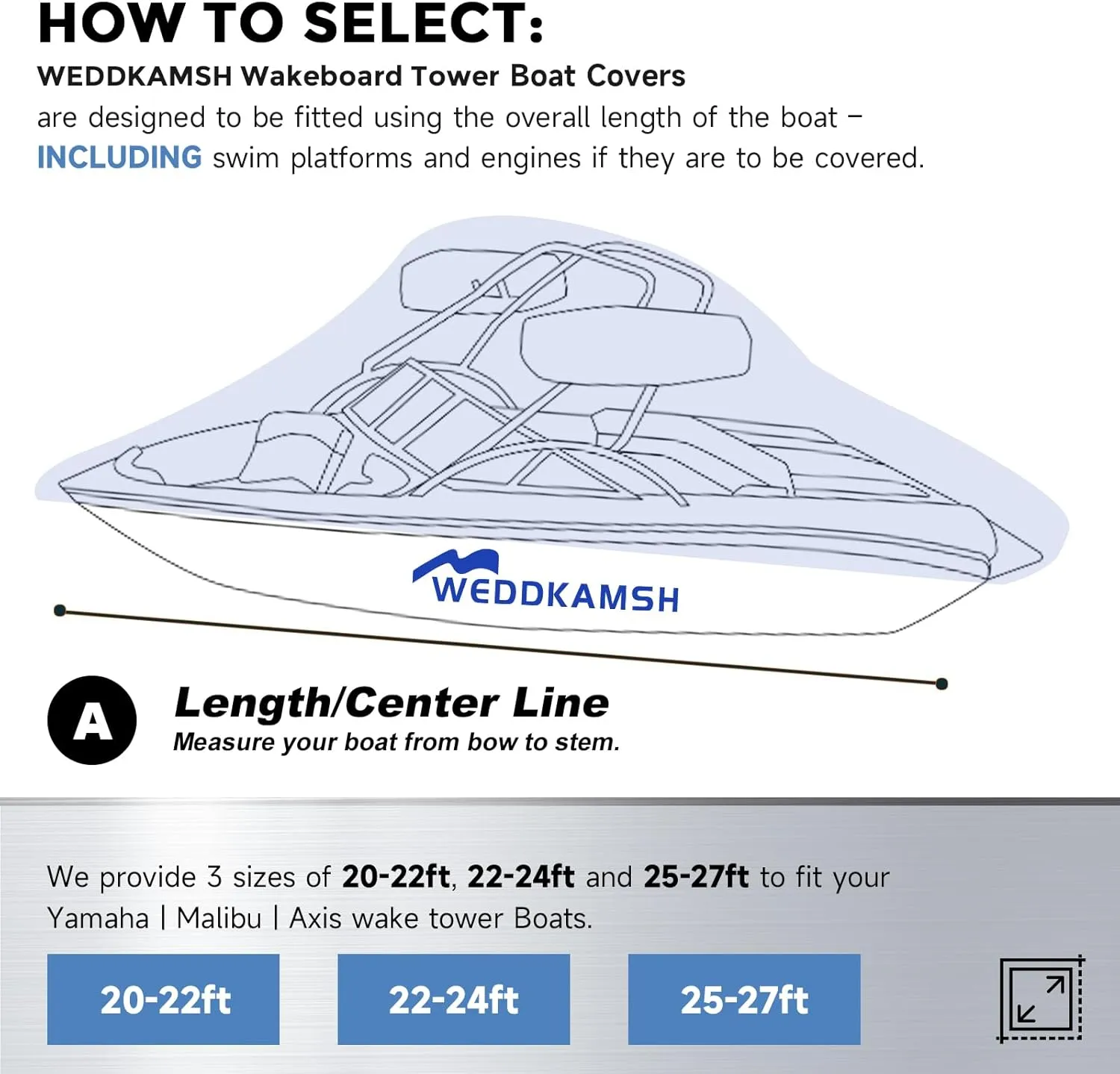 25' - 27' V Bow 900D Wake Tower Boat Cover, Cover The Ski/Wakeboard Tower and Boat, Metal Fittings Waterproof Breathing Tear and UV-Resistant,Fits 25ft - 27ft V-Hull Boats with Ski/Wakeboard Tower