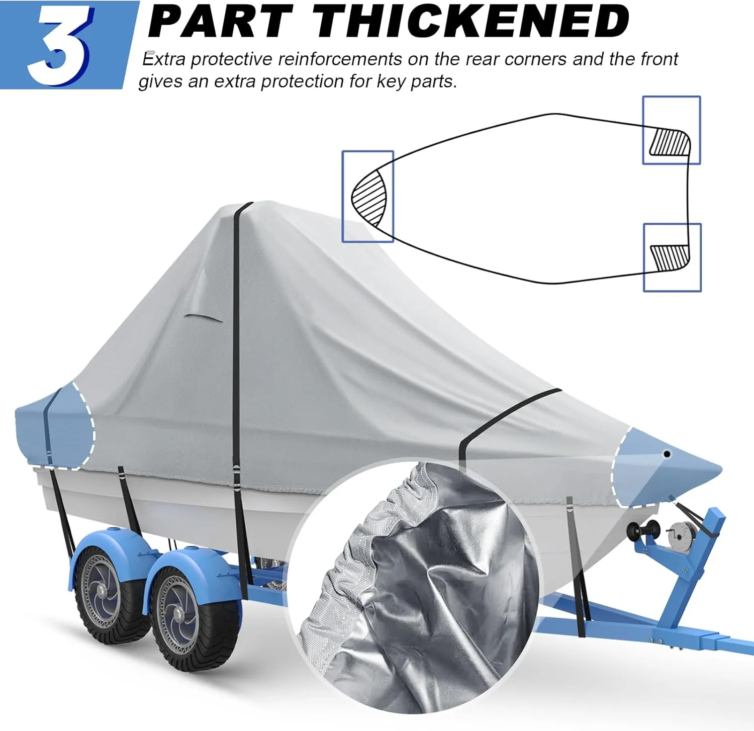25' - 27' V Bow 900D Wake Tower Boat Cover, Cover The Ski/Wakeboard Tower and Boat, Metal Fittings Waterproof Breathing Tear and UV-Resistant,Fits 25ft - 27ft V-Hull Boats with Ski/Wakeboard Tower