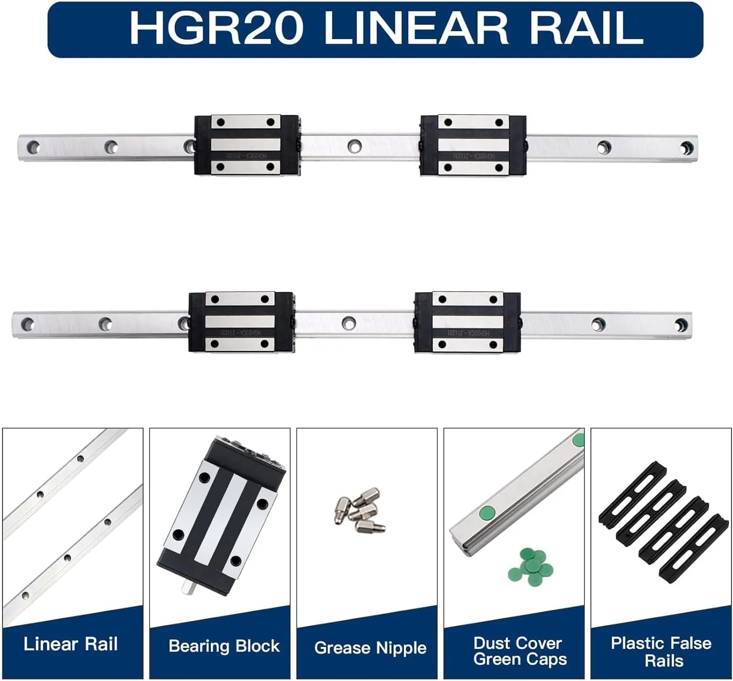 2Pcs 300MM HGR20 Linear Guide Rail with 4 Bearing Block,1Pcs 300MM SFU1204 Ball Screw with Metal Deflector Ball Screw Nut