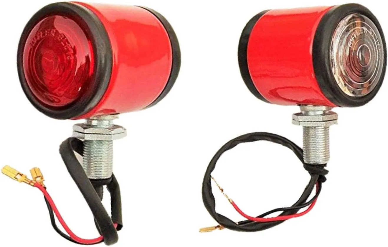 2x Side Indicator Lamp Flasher Light Corner Lamp Red Butler Style Assembly with 12v Bulbs Suitable for Massey Ferguson Tail Lights ATJ2071 Case IHC Nuffield Tractors