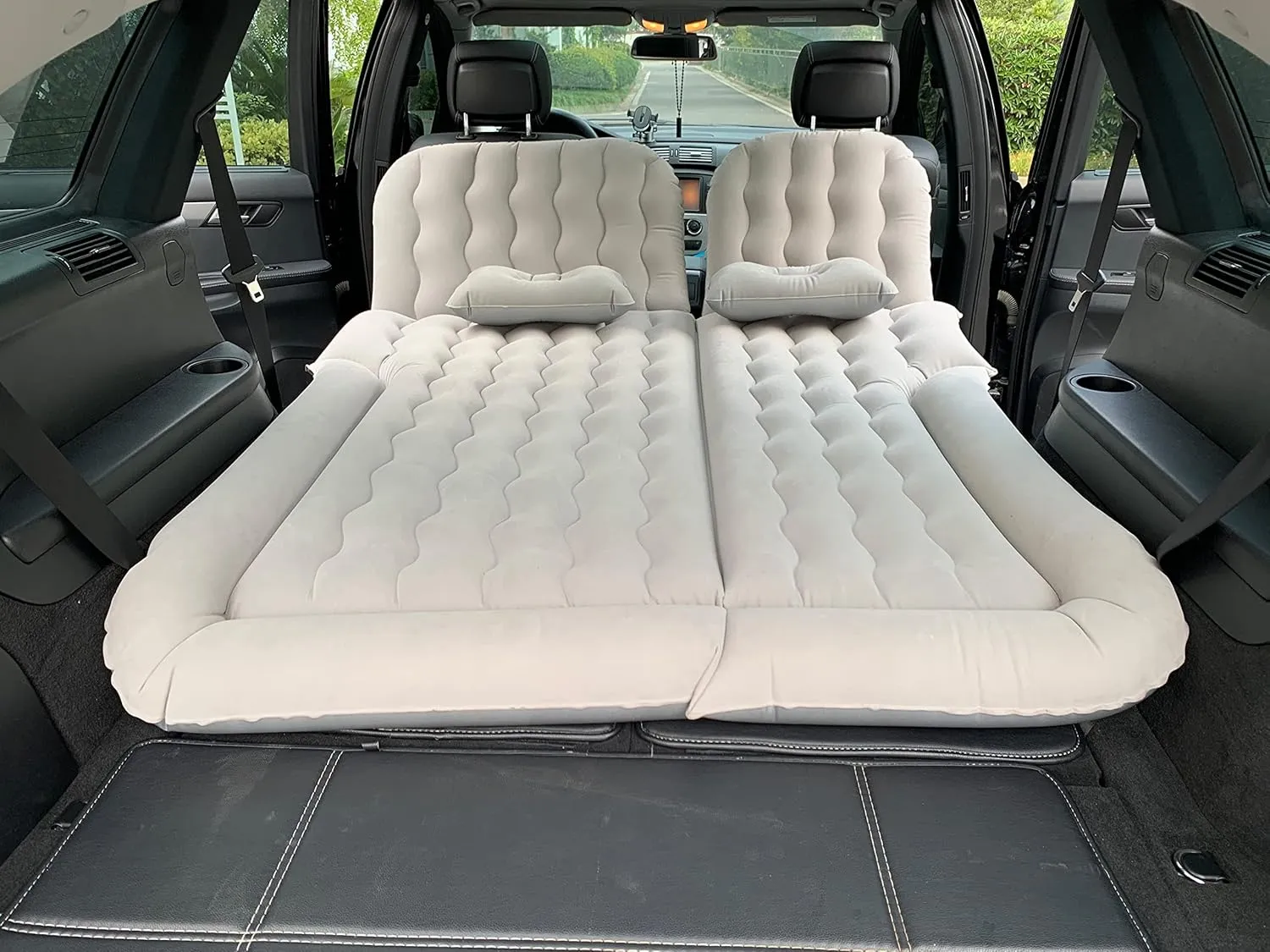 3 in 1 Car Air Mattress, SUV Mattress for Back Seat Cargo Area Car Mattress with Electric Air Pump-2 Support Fillers & 2 Pillows Fits SUV|MPV|Sedan|Minivan for Road Trip Camping Grey