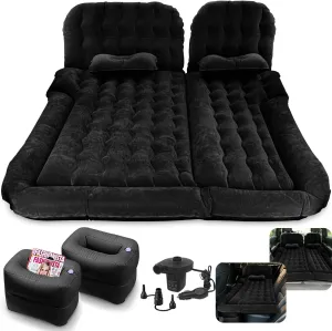3 in 1 SUV Air Matterss | Car Mattress with Electric Air Pump-2 Support Fillers & 2 Pillows Fits SUV|MPV|Minivan for Road Trip Camping Black