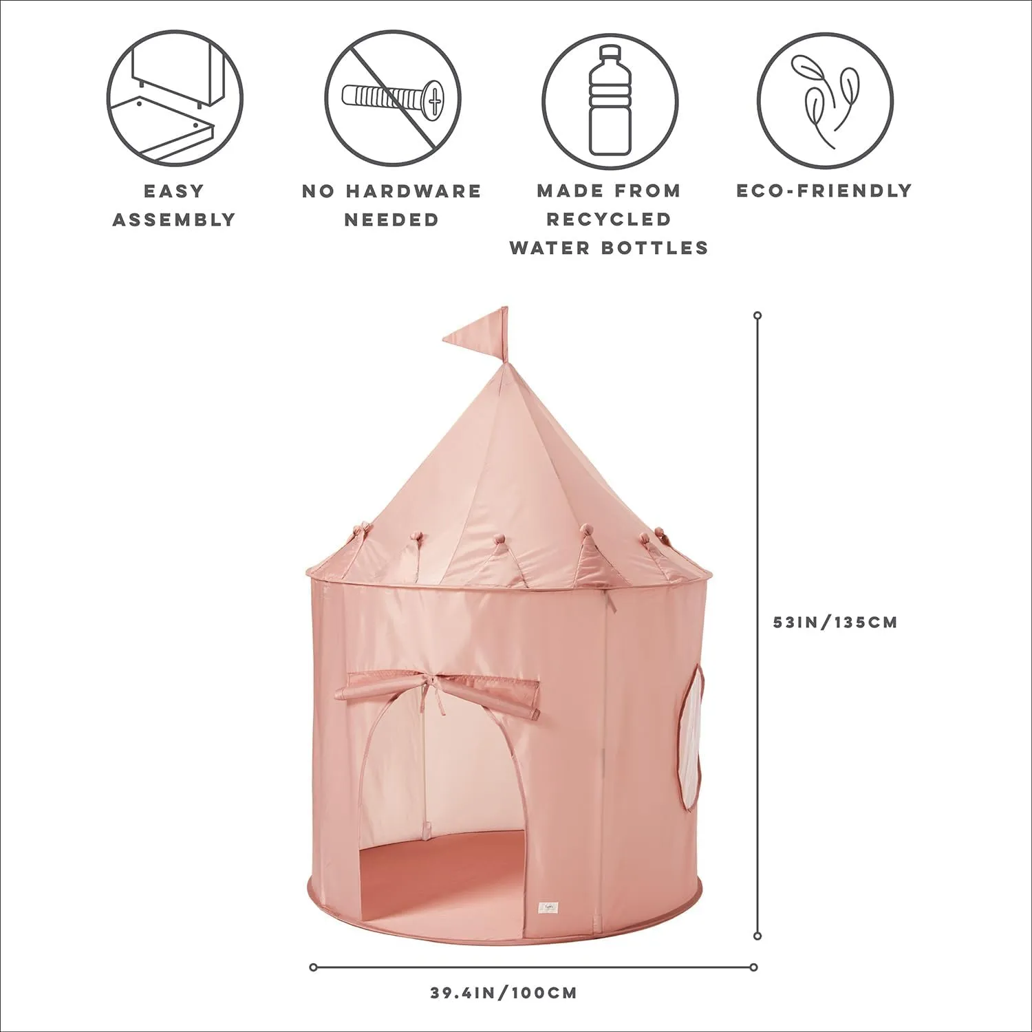 3 Sprouts Kids Play Tent - Sustainable Recycled Fabric – Fun Spacious Childs Playhouse for Indoor Games for Boys & Girls - Durable Fort Pop Up House for Toddlers & Children Age 3-10 - Pink