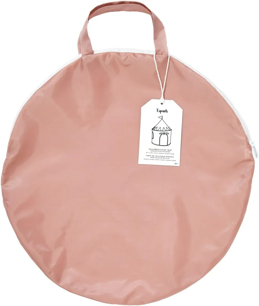 3 Sprouts Kids Play Tent - Sustainable Recycled Fabric – Fun Spacious Childs Playhouse for Indoor Games for Boys & Girls - Durable Fort Pop Up House for Toddlers & Children Age 3-10 - Pink