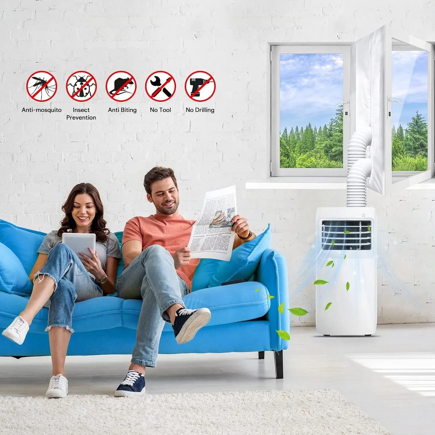 300CM Universal Window Seal for Portable Air Conditioner, 118'' Portable AC Window Seal with Zip and Adhesive Fastener Works with Tumble Dryer, Easy to Install, Waterproof Window seal