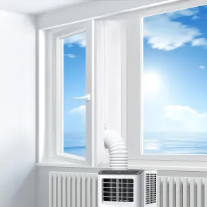 300CM Universal Window Seal for Portable Air Conditioner, 118'' Portable AC Window Seal with Zip and Adhesive Fastener Works with Tumble Dryer, Easy to Install, Waterproof Window seal