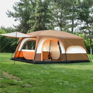 3/4/5/6m Camping Bell Tent 4-Season Family Tent Outdoor Hiking Hunting Yurt Tent with Zipped Groundsheet and Chimney