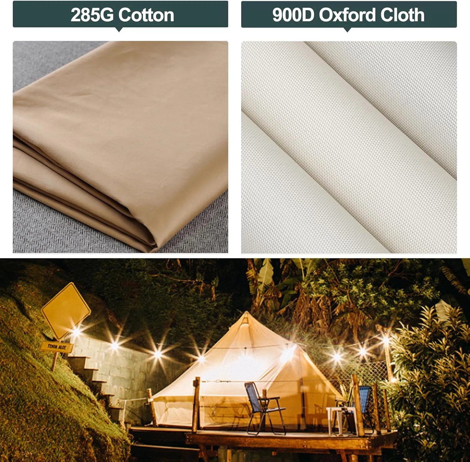 3/4m Yurt Tent with Stove Hole Camping Family Tent Cotton Canvas Bell Tent Large Space Pyramid Tent for Outdoor Party Hunting Picnic