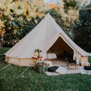 3/4m Yurt Tent with Stove Hole Camping Family Tent Cotton Canvas Bell Tent Large Space Pyramid Tent for Outdoor Party Hunting Picnic