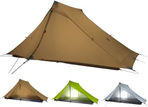 3F UL Gear Lanshan PRO Lanshan Ultralight Tent Ultralight Tent 3-Season Backpacking Tent for 1-Person or 2-Person Camping, Climbing, Hiking, Trekking, Kayaking (for 2 Person, Khaki- 3 Season)