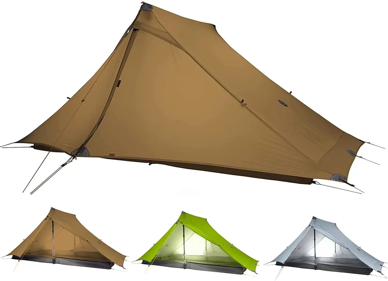 3F UL Gear Lanshan PRO Lanshan Ultralight Tent Ultralight Tent 3-Season Backpacking Tent for 1-Person or 2-Person Camping, Climbing, Hiking, Trekking, Kayaking (for 2 Person, Khaki- 3 Season)