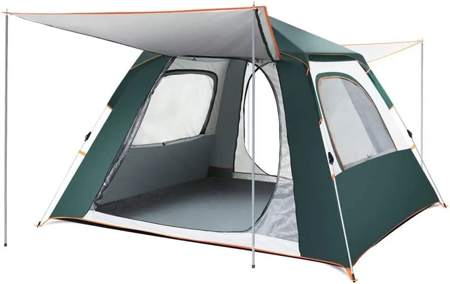 4-6 Person Quick Automatic Opening Camping Tent Easy Setup Big Family Tent Awnings Garden Pergola 240x240x155cm (Color : Army Green)
