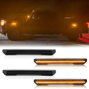 4 PCS LED Side Marker Light Replacement For Sierra 2500HD 3500HD 2020-2024, Front & Rear Side Marker Lamp Assembly Kit Smoked Lens Replace OEM# 84806032, 84185031 Amber LED Side Fender Lamp