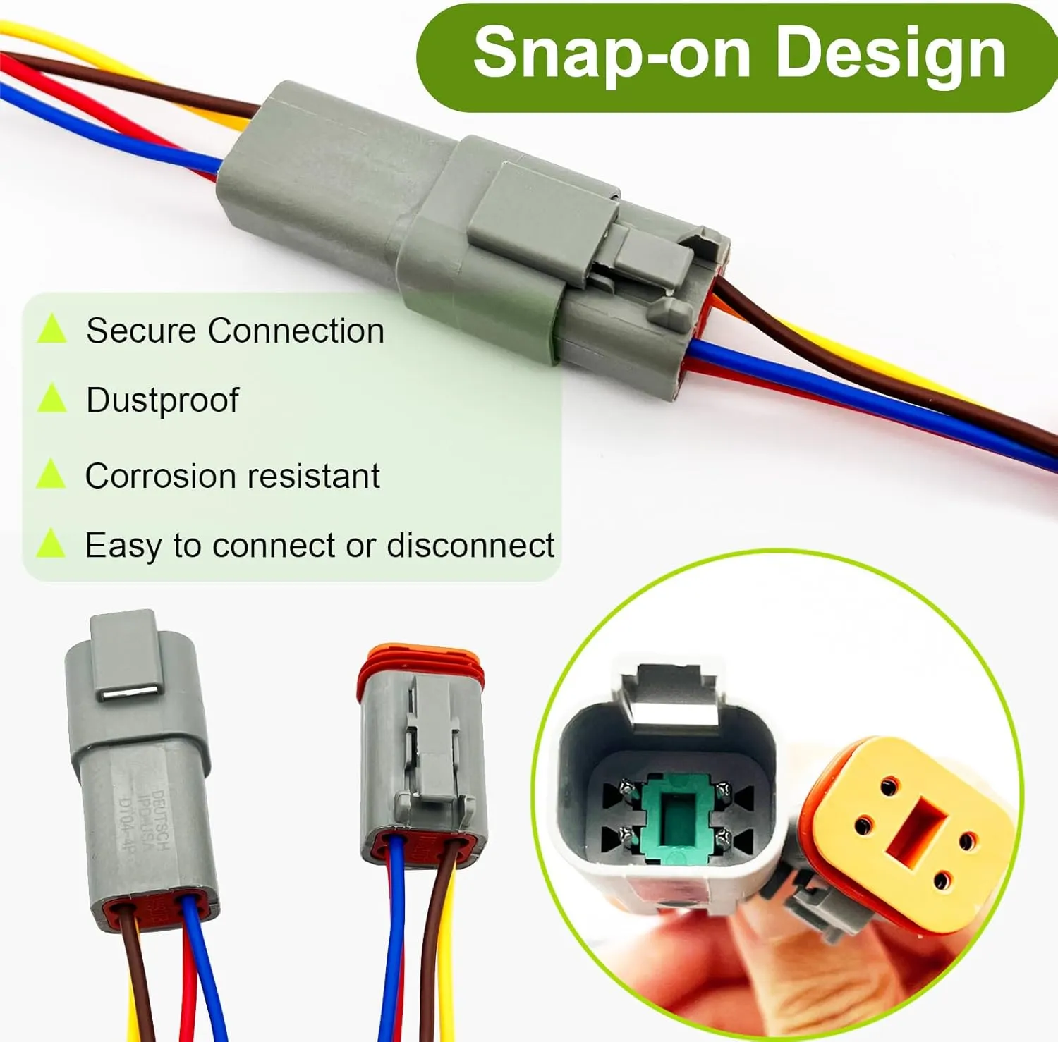 4 Pin Deutsch Connector Kit 5 Sets, Gray DT Connector Kit, 4 Pin Automotive Waterproof Wire Connectors, Electrical Connectors Kit with 16# Stamped Contacts for Car, RV, Truck Wiring 22-16AWG